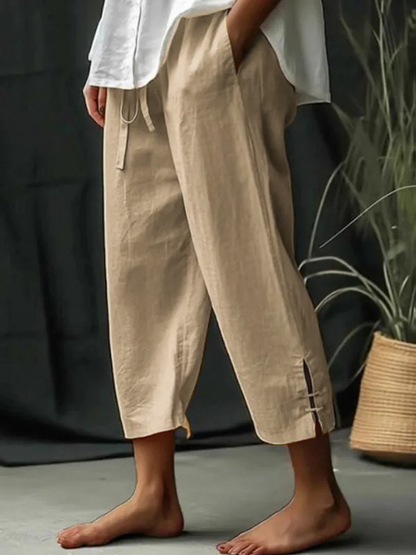 Elastic Band Loose Plain Casual Pants  WX83 - fabuloryshop