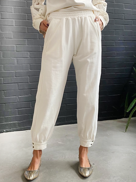 Cotton And Linen Linen Buttoned Pants  QN82 - fabuloryshop