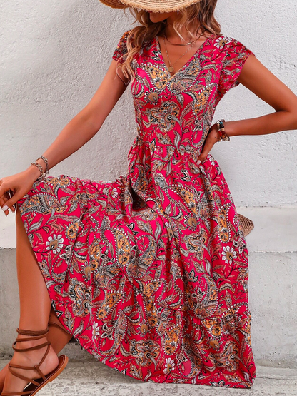 Vacation Paisley Printed Dress  WE101 - fabuloryshop