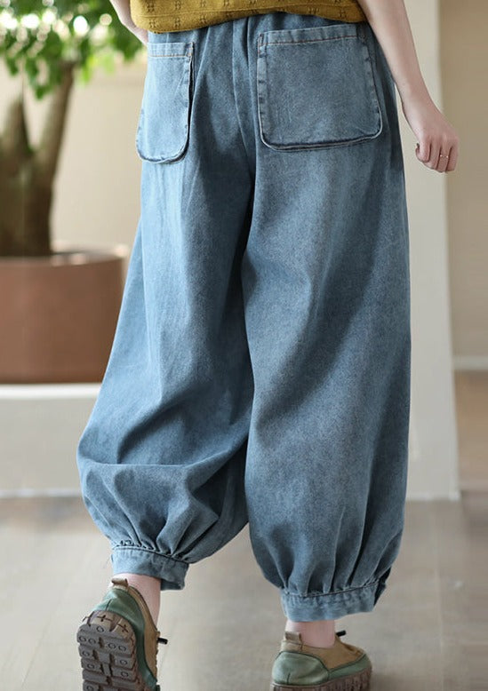 Loose Hollow Elasticity Denim Harem Pants LY3927 - fabuloryshop