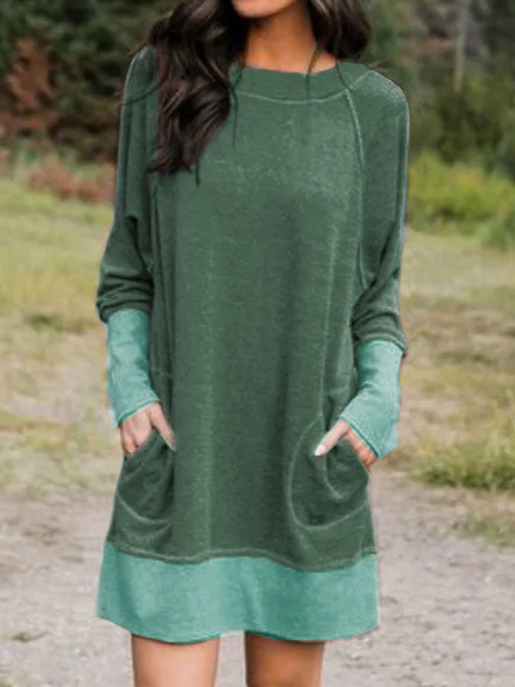 Cotton-Blend Long Sleeve Casual Knitting Dress  WO115 - fabuloryshop