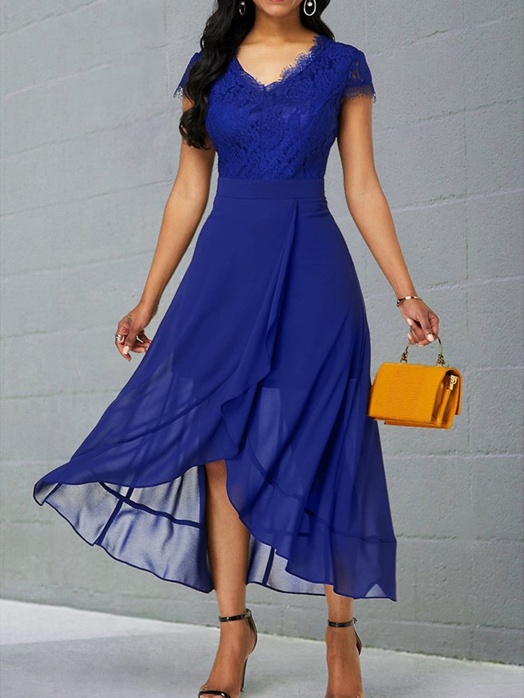 Elegant V Neck Chiffon Dress  QT40 - fabuloryshop