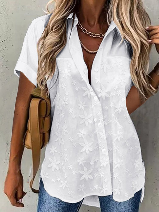 Summer Lace Casual Lace Loose Blouse  mm251 - fabuloryshop