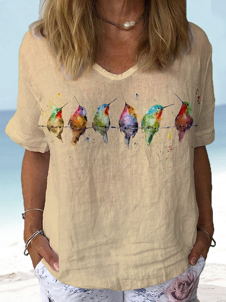 Women&#x27;s Watercolor Hummingbirds Print Lounge Top  mm263 - fabuloryshop