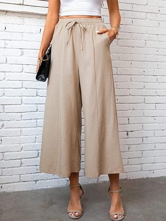 Loose Drawstring Plain Casual Pants  QN67 - fabuloryshop