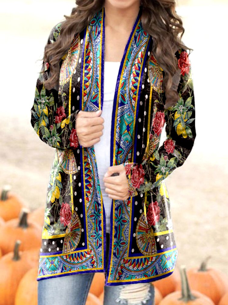 Collarless Vintage Cotton Blends Cardigan  QL81 - fabuloryshop