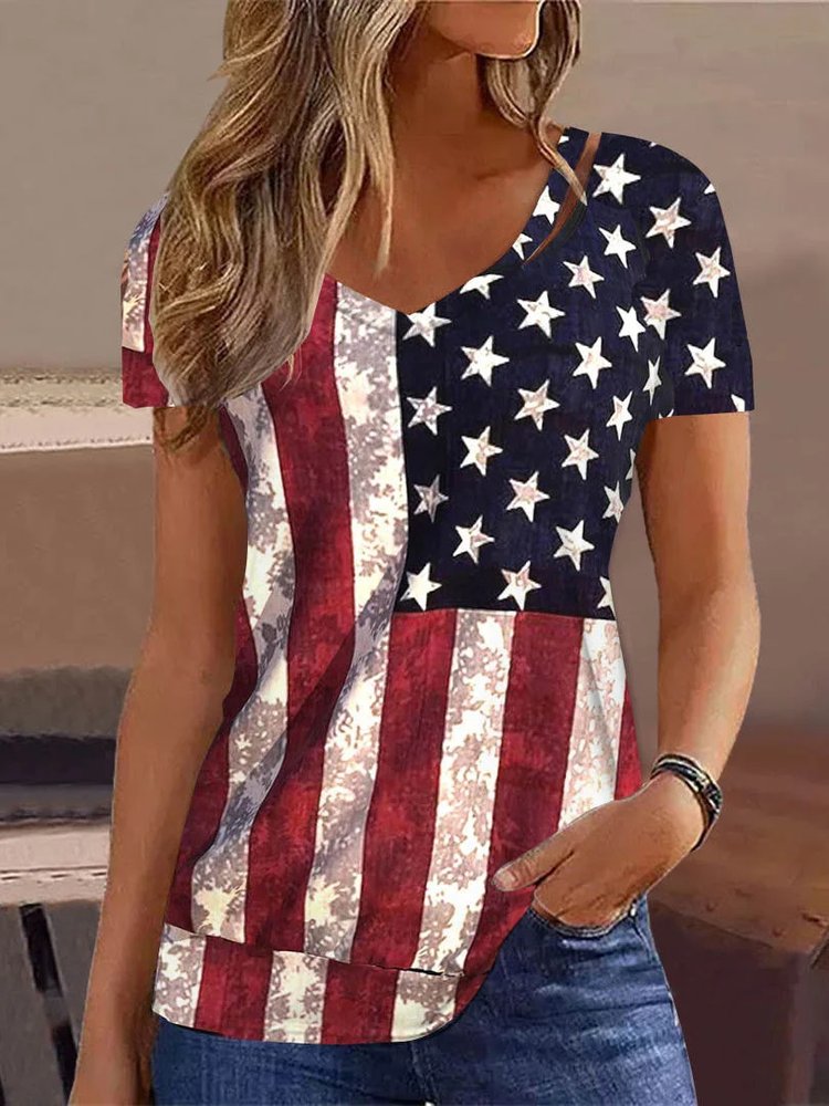 America Flag Casual T-Shirt  WS110