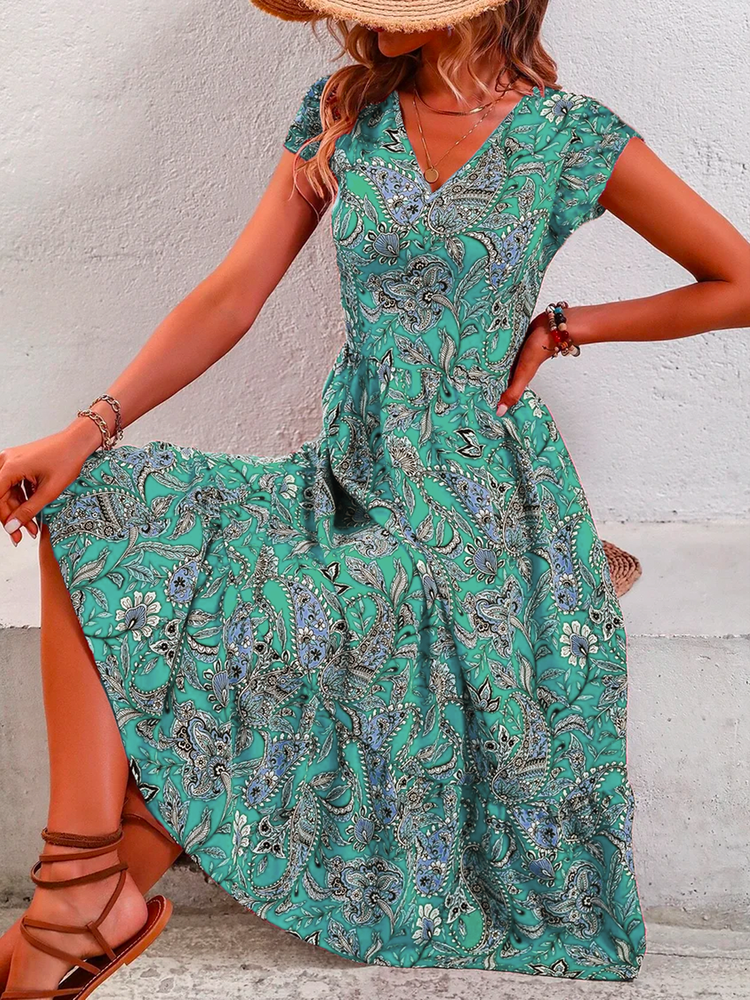 Vacation Paisley Printed Dress  WE101 - fabuloryshop