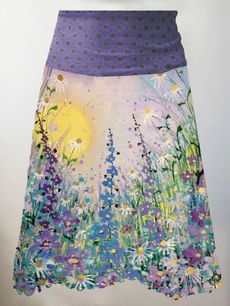 Floral Cotton Skirt  QS86 - fabuloryshop