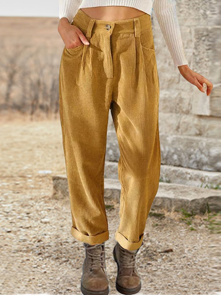 Casual Corduroy Plain Zipper Pants  WK101 - fabuloryshop