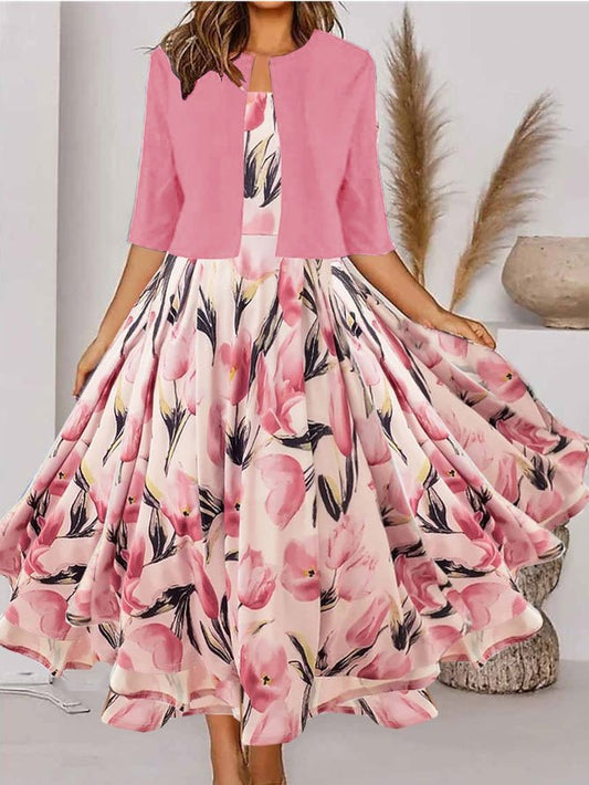 Loose Square Neck Elegant Floral Two-Piece Set  QF120 - fabuloryshop