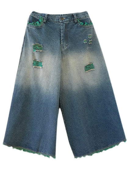 Original Split-Joint Column Wide Leg Denim Pants LY3931 - fabuloryshop