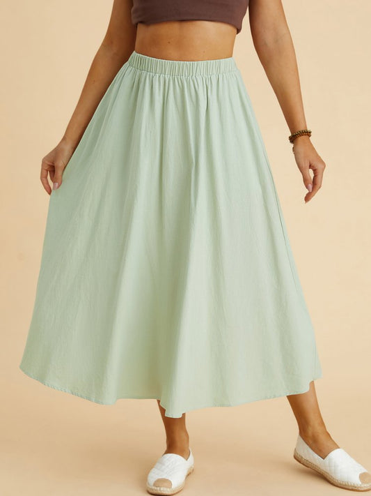 Holiday Green Solid Loose Casual Skirt  QS93 - fabuloryshop