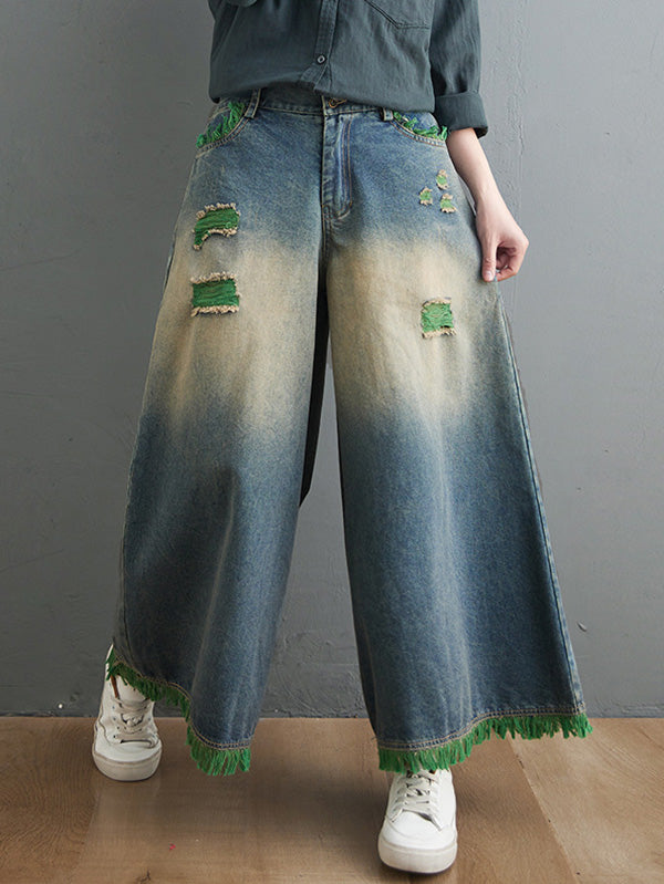 Original Split-Joint Column Wide Leg Denim Pants LY3931 - fabuloryshop