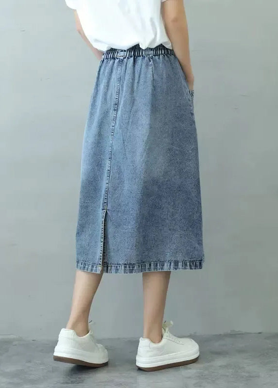 rief Blue Patchwork Elastic Waist Denim Skirts Summer TY1096 - fabuloryshop