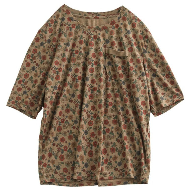 Casual Retro Floral Cotton Summer Tops LY3973 - fabuloryshop