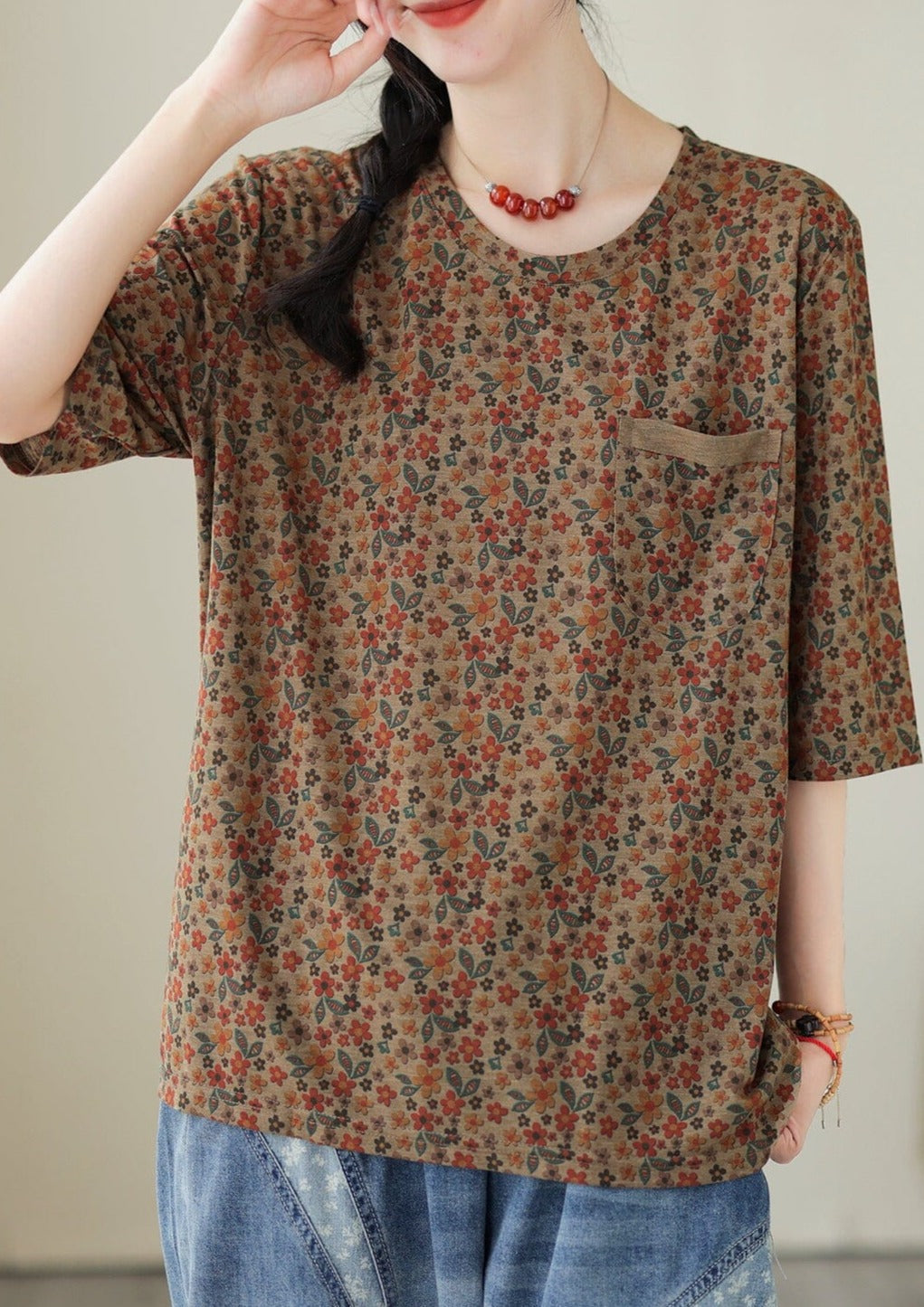 Casual Retro Floral Cotton Summer Tops LY3973 - fabuloryshop