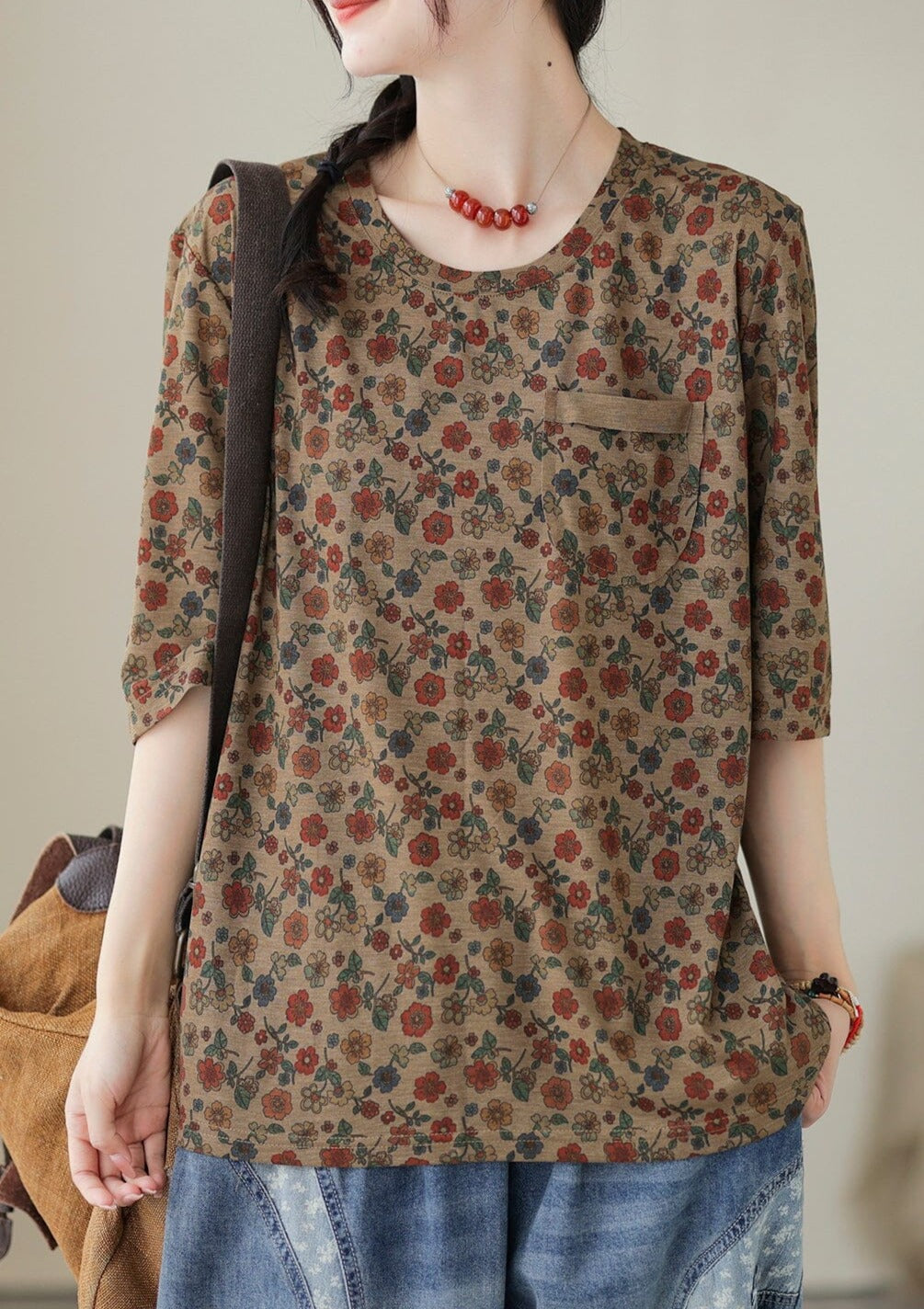 Casual Retro Floral Cotton Summer Tops LY3973 - fabuloryshop