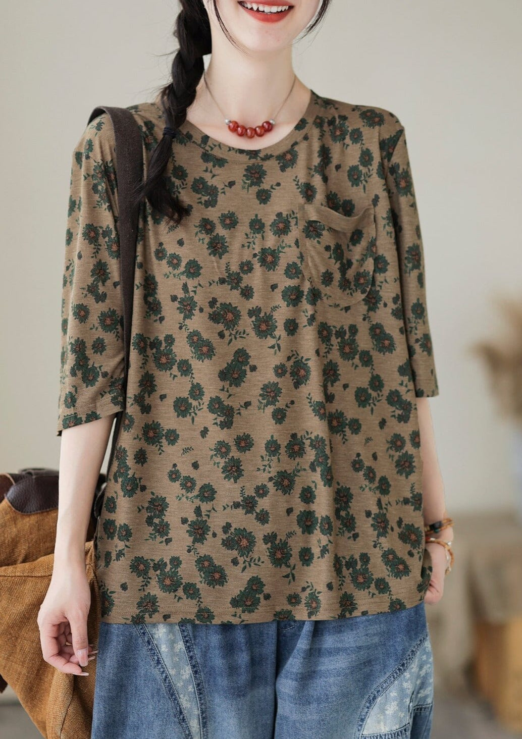 Casual Retro Floral Cotton Summer Tops LY3973 - fabuloryshop