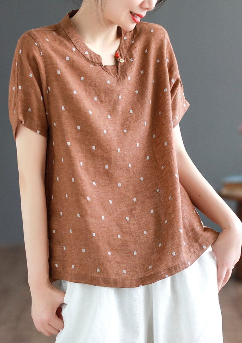 Casual Retro Linen Embroidery Summer Tops LY3971 - fabuloryshop
