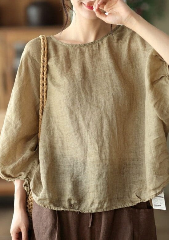 2023 Summer Loose Linen Solid T-Shirt LY3969 - fabuloryshop