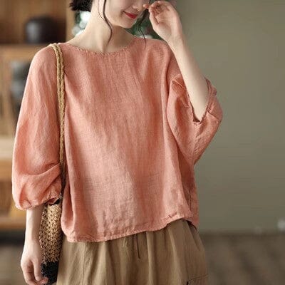 2023 Summer Loose Linen Solid T-Shirt LY3969 - fabuloryshop