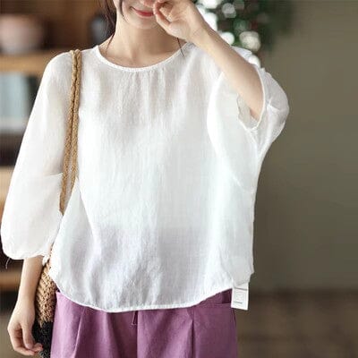 2023 Summer Loose Linen Solid T-Shirt LY3969 - fabuloryshop