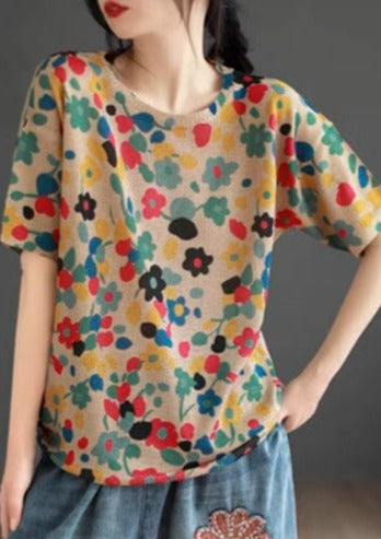 Women Casual Stylish Print Cotton Summer Tops LY3930 - fabuloryshop