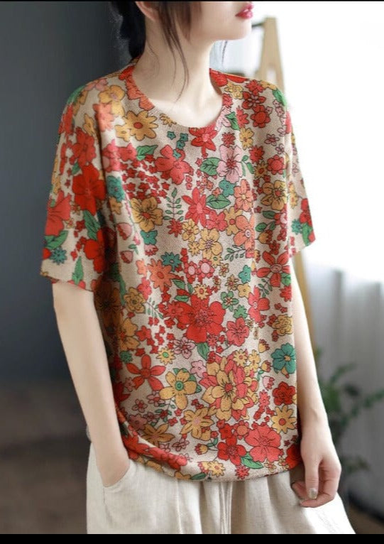 Women Casual Stylish Print Cotton Summer Tops LY3930 - fabuloryshop