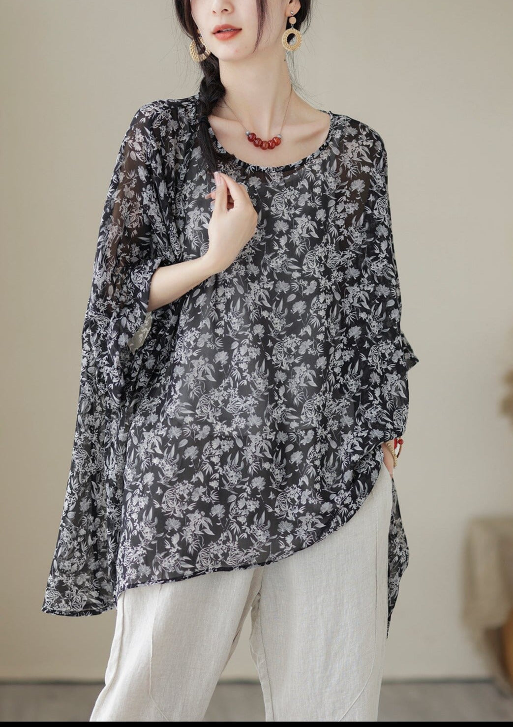 Women Summer Loose Retro Floral Tops LY3926 - fabuloryshop