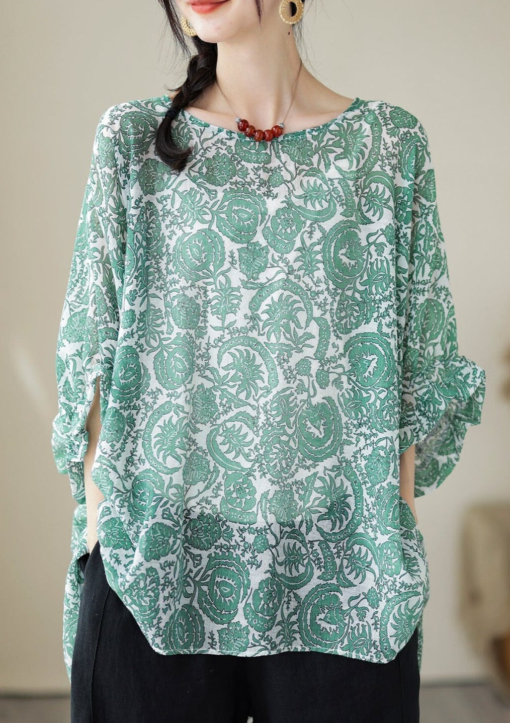 Women Summer Loose Retro Floral Tops LY3926 - fabuloryshop
